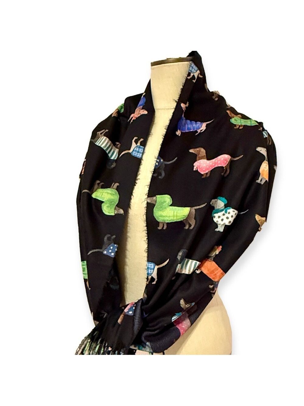 Dachshund Print Scarf Cashmere Feel Multiple Colors NWT - Picture 8 of 10